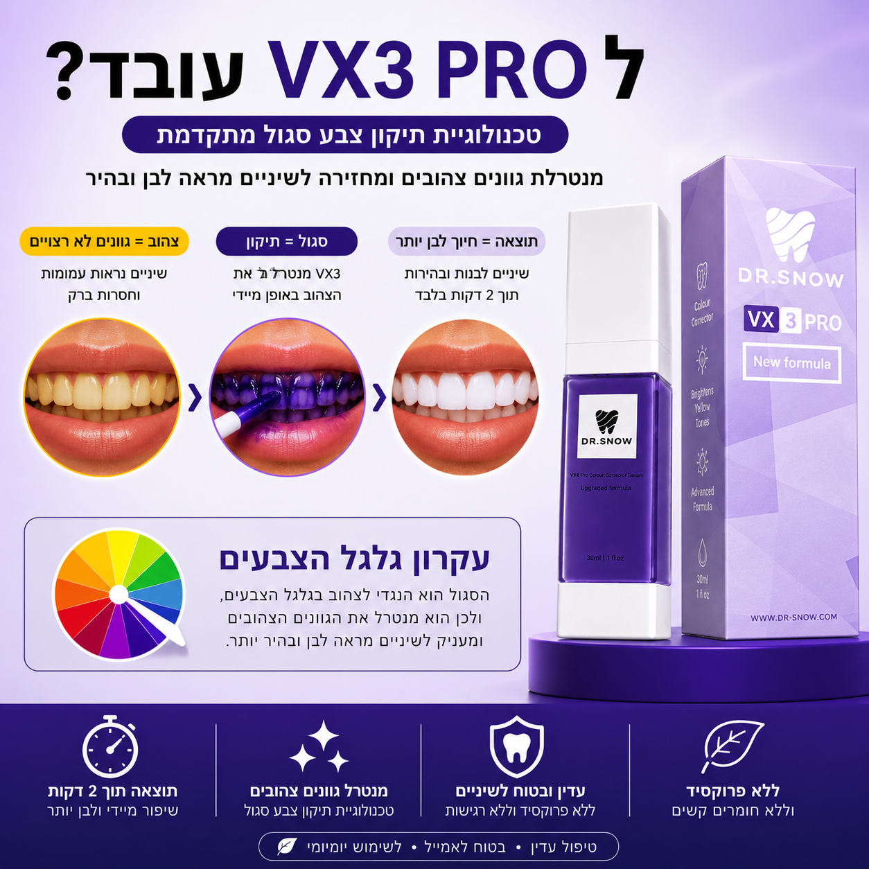 משחה סגולה להלבנה - הפורמולה החדשה VX3 PRO